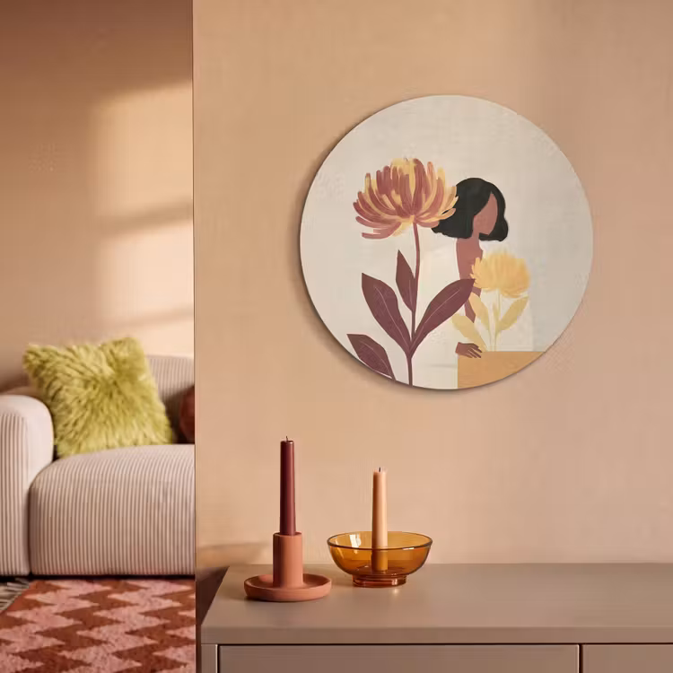 Akoestisch schilderij rond - Vrouw - Minimalistisch - Bloem — 3