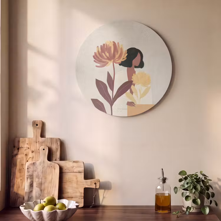 Akoestisch schilderij rond - Vrouw - Minimalistisch - Bloem — 4