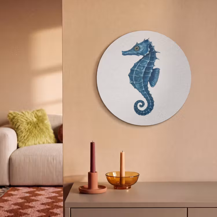 Akoestisch schilderij rond - Zeepaardje - Staart - Blauw — 3