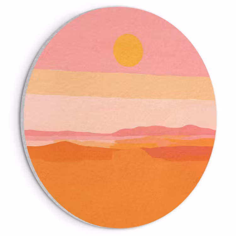 Akoestisch schilderij rond - Zon - Abstract - Landschap - Oranje — 1