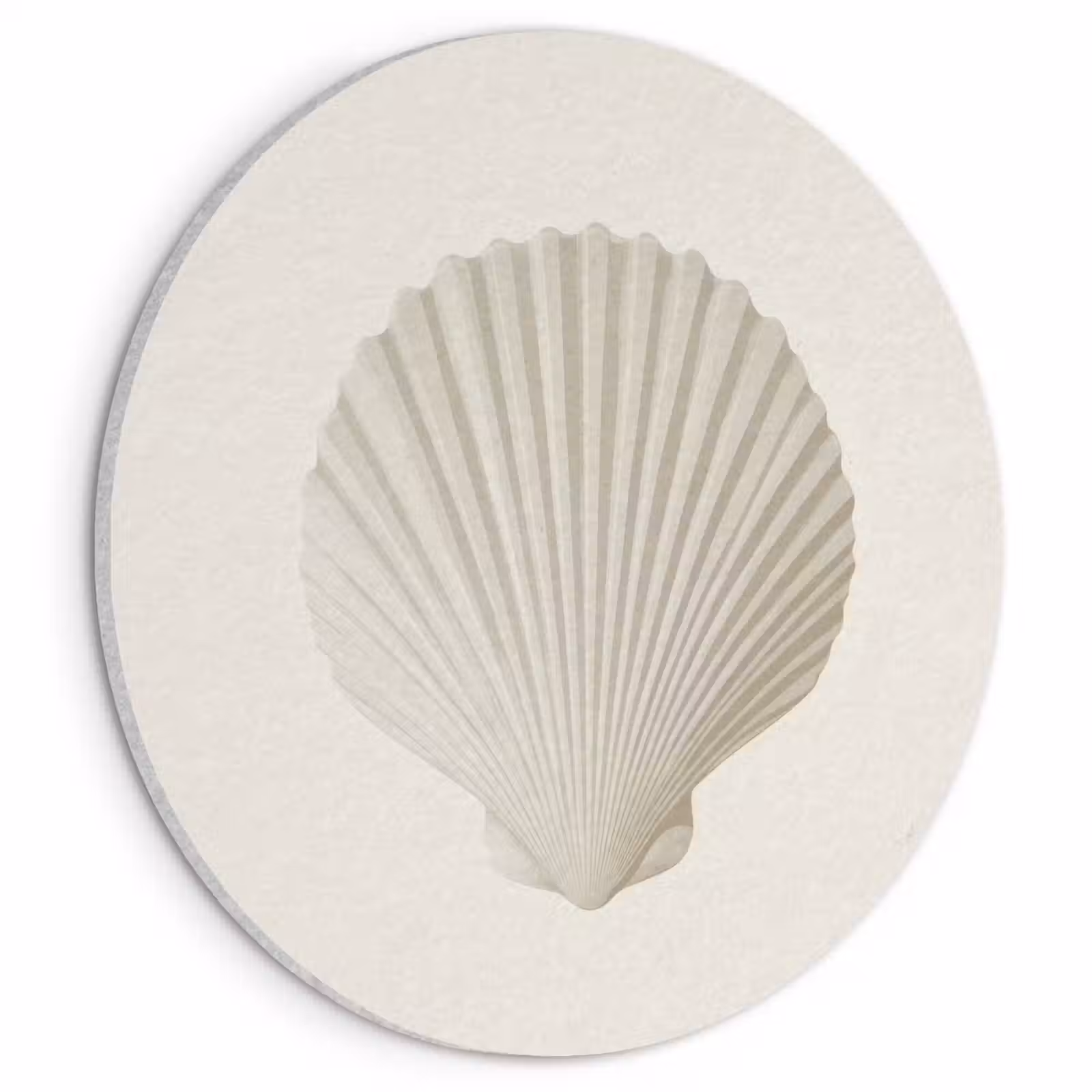Akoestisch schilderij rond - Schelp - Minimalistisch - Wit — 1
