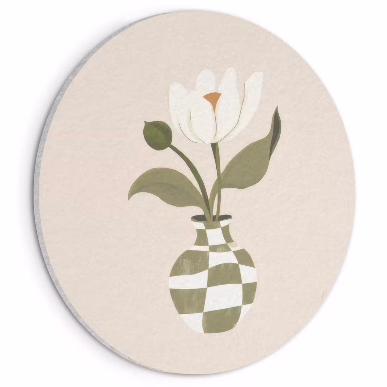 Akoestisch schilderij rond - Vaas - Geruit - Bloem - Groen — 1