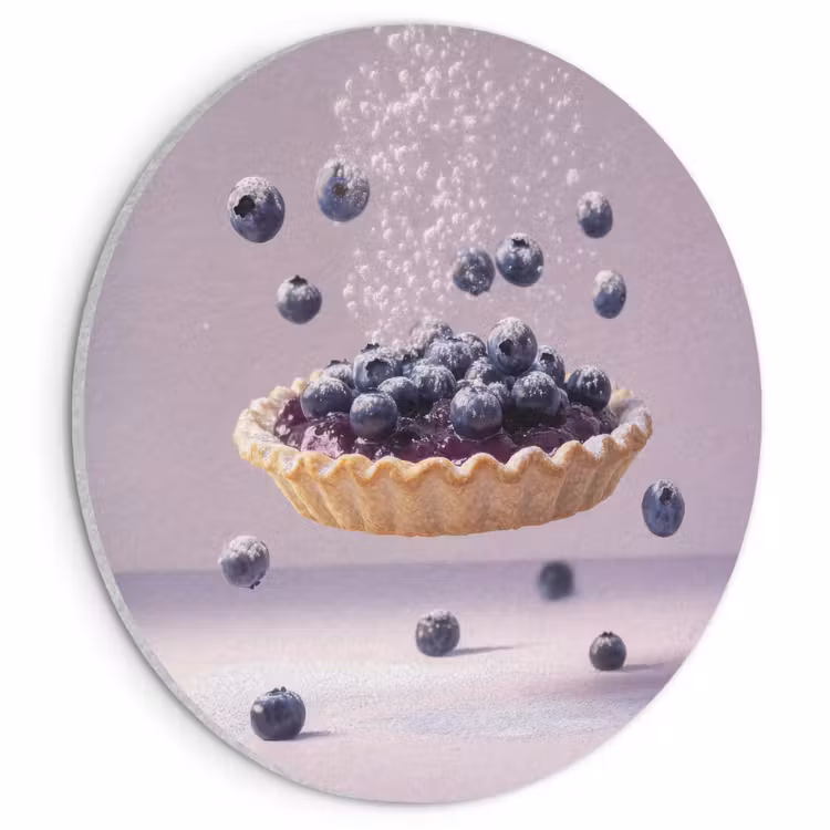 Akoestisch schilderij rond - Eten - Taart - Bessen - Blauw — 1