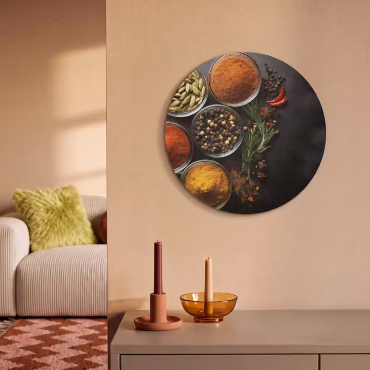 Akoestisch schilderij rond - Glazen - Bakjes - Blaadjes - Kruiden — 3