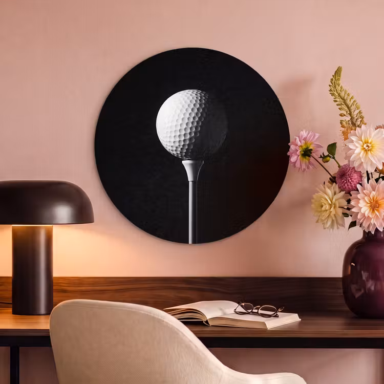 Akoestisch schilderij rond - Golfbal - Minimalistisch - Wit — 2