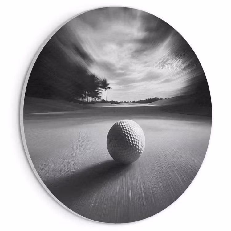 Akoestisch schilderij rond - Golfbal - Wazig - Zwart — 1