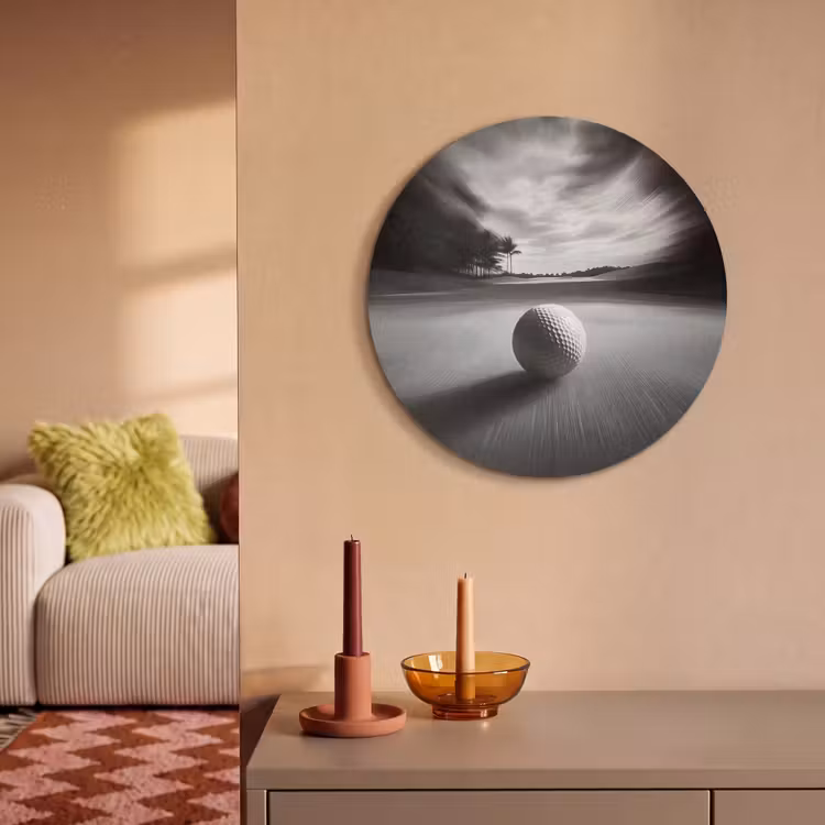 Akoestisch schilderij rond - Golfbal - Wazig - Zwart — 3