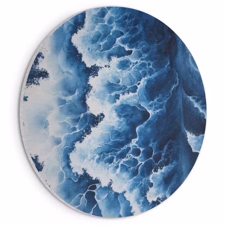 Akoestisch schilderij rond - Golven - Blauw - Schuim — 1