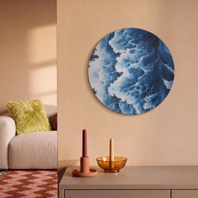 Akoestisch schilderij rond - Golven - Blauw - Schuim — 3