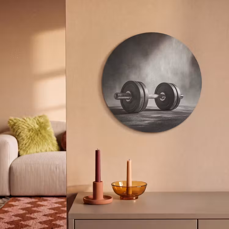 Akoestisch schilderij rond - Halter - Gewichten - Zwart — 3
