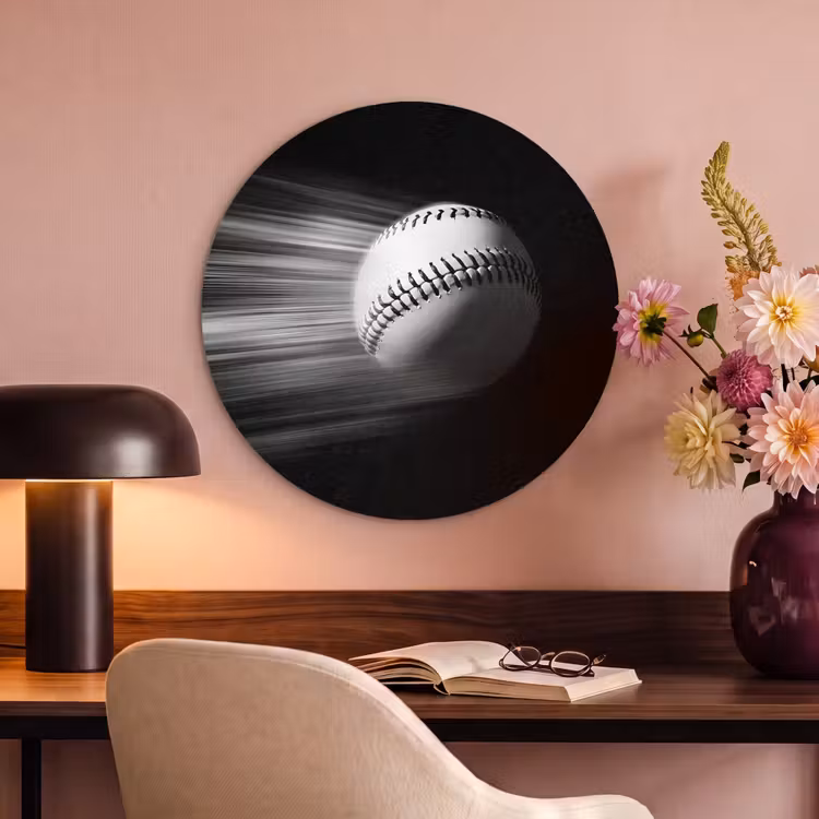 Akoestisch schilderij rond - Honkbal - Wit - Vliegt — 2