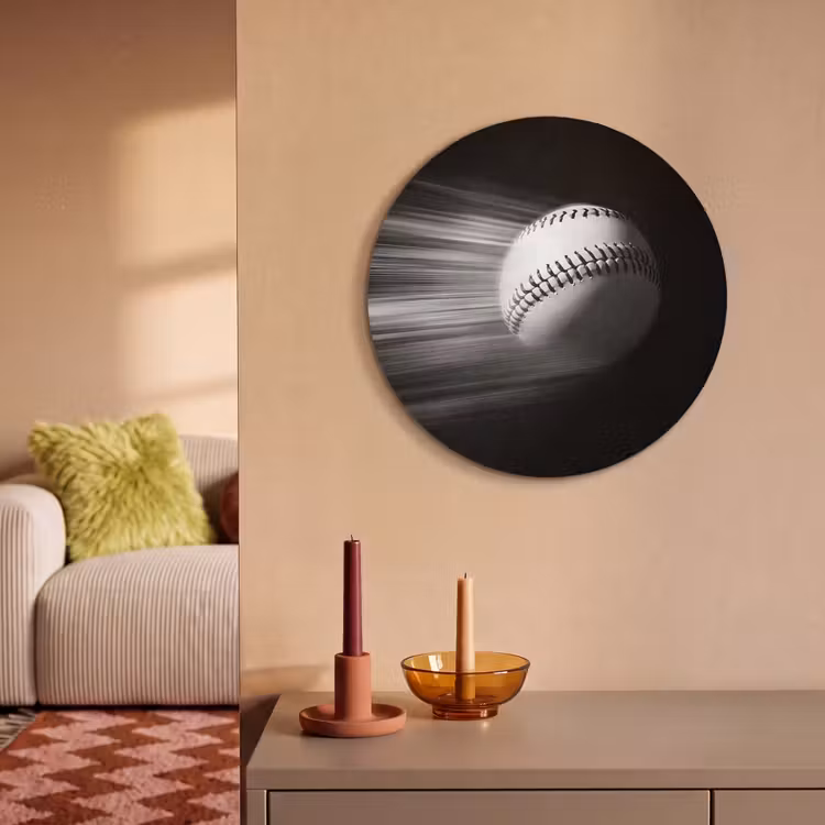 Akoestisch schilderij rond - Honkbal - Wit - Vliegt — 3