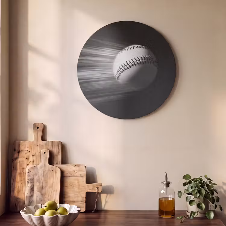 Akoestisch schilderij rond - Honkbal - Wit - Vliegt — 4