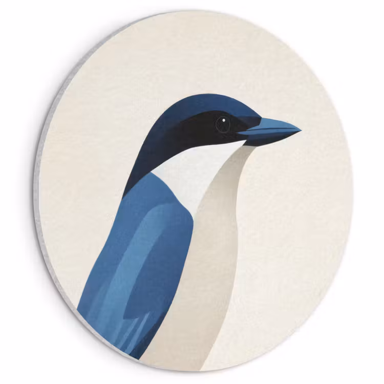 Akoestisch schilderij rond - Illustratie - Blauw - Vogel — 1