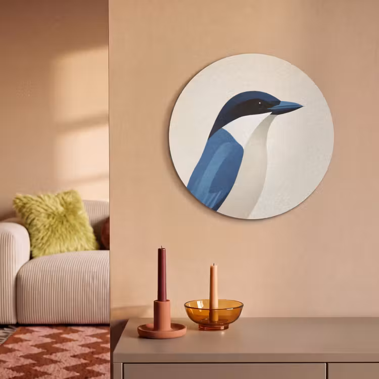 Akoestisch schilderij rond - Illustratie - Blauw - Vogel — 3