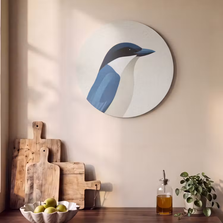Akoestisch schilderij rond - Illustratie - Blauw - Vogel — 4
