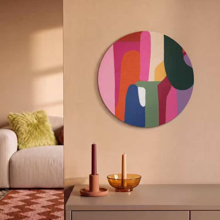 Akoestisch schilderij rond - Kleurvakken - Recht - Rond - Abstract — 3