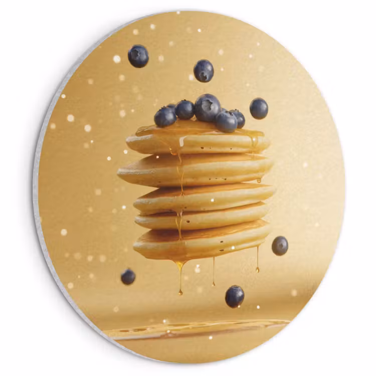 Akoestisch schilderij rond - Pannenkoeken - Eten - Honing - Geel — 1