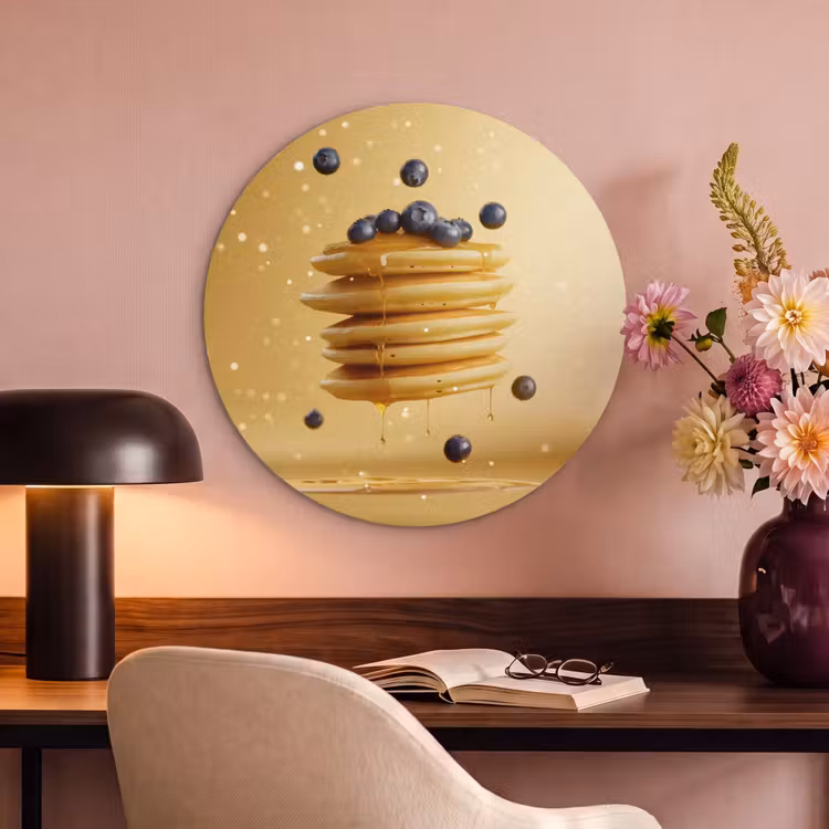 Akoestisch schilderij rond - Pannenkoeken - Eten - Honing - Geel — 2