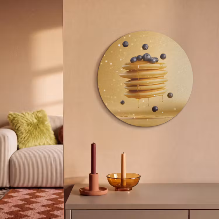 Akoestisch schilderij rond - Pannenkoeken - Eten - Honing - Geel — 3
