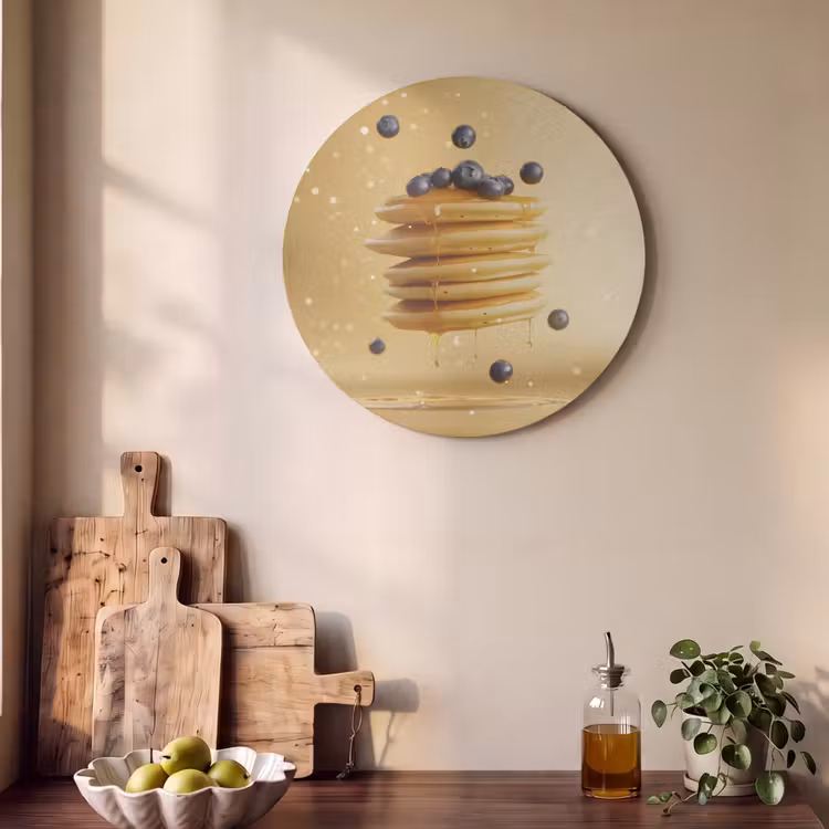 Akoestisch schilderij rond - Pannenkoeken - Eten - Honing - Geel — 4