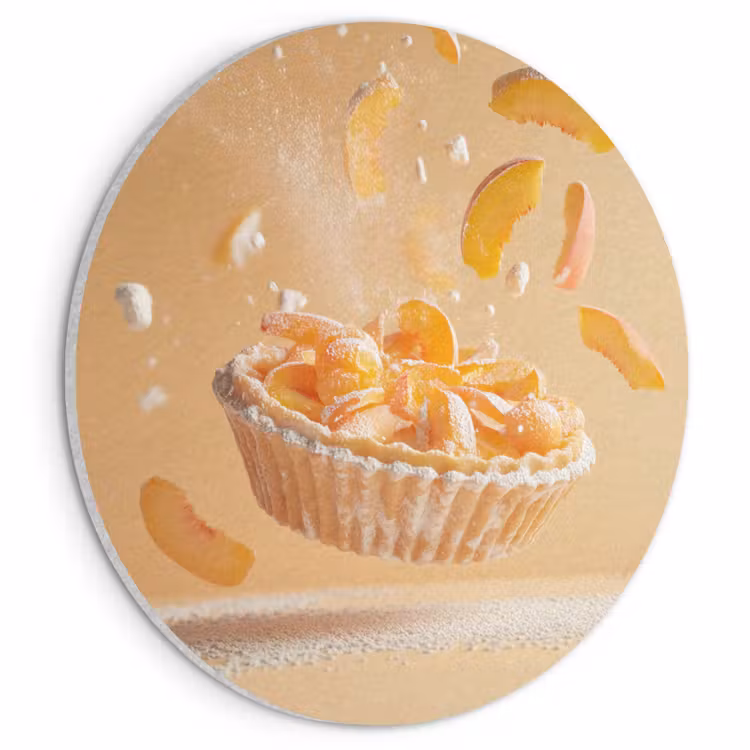 Akoestisch schilderij rond - Peach - Eten - Taart - Oranje — 1
