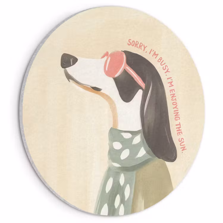 Akoestisch schilderij rond - Quote - Hond - Zonnebril — 1
