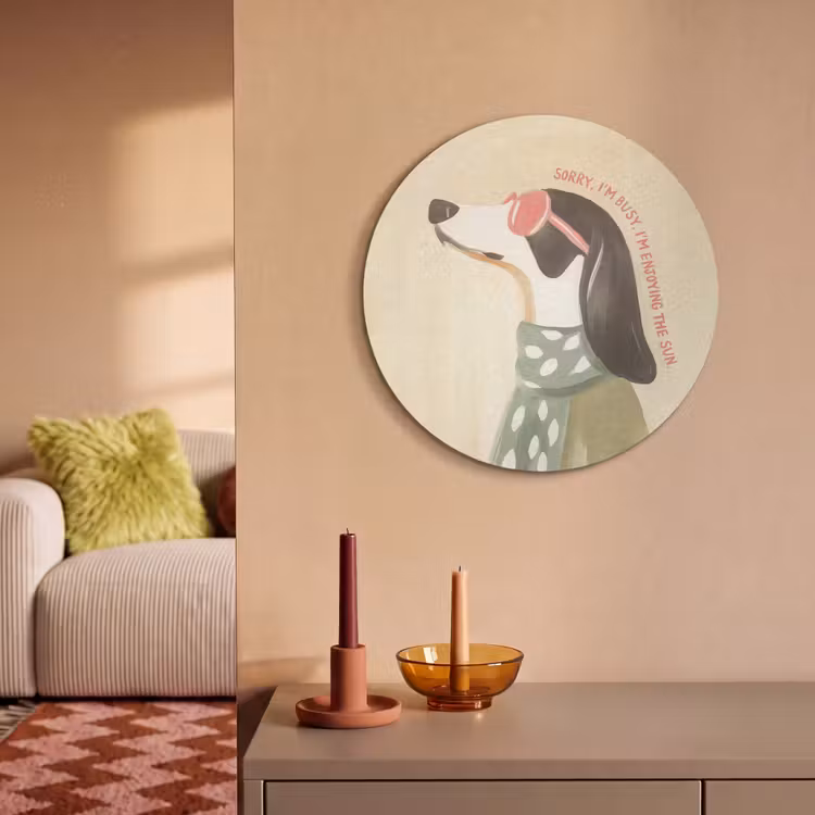 Akoestisch schilderij rond - Quote - Hond - Zonnebril — 3