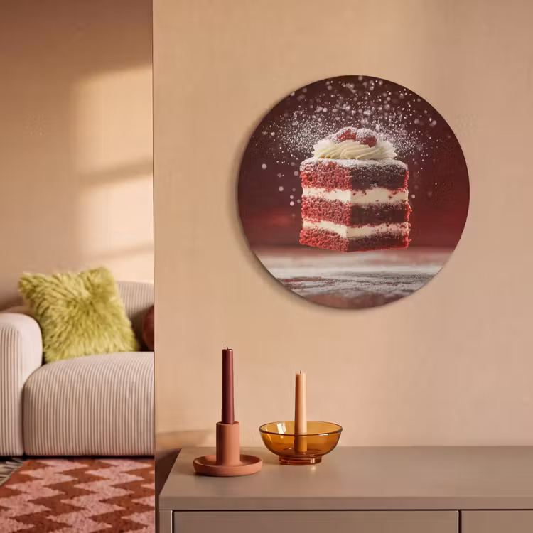 Akoestisch schilderij rond - Rode - Velvet - Taart - Eten — 3