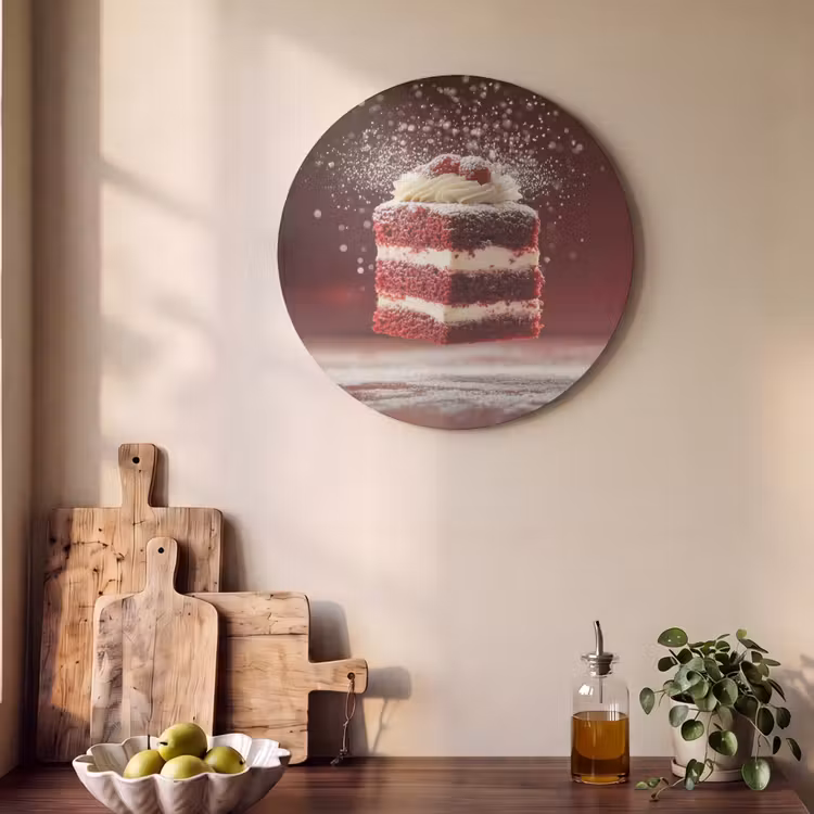 Akoestisch schilderij rond - Rode - Velvet - Taart - Eten — 4