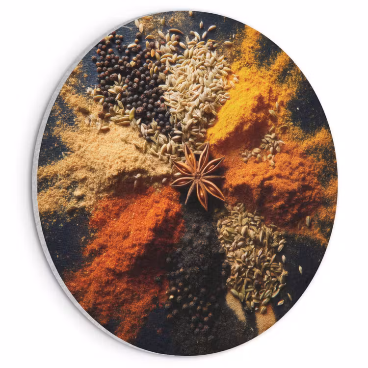 Akoestisch schilderij rond - Specerijen - Explosie - Oranje — 1