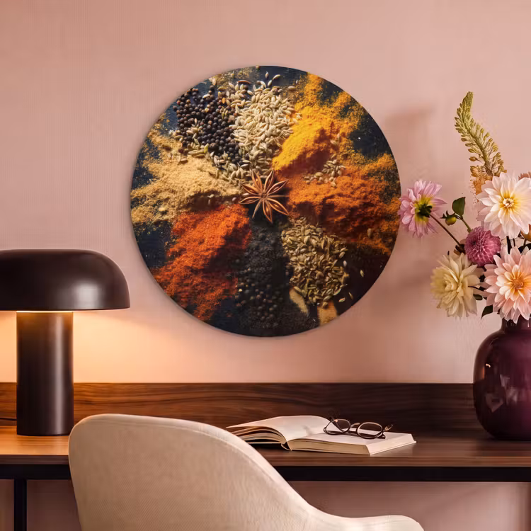 Akoestisch schilderij rond - Specerijen - Explosie - Oranje — 2