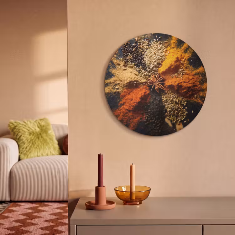 Akoestisch schilderij rond - Specerijen - Explosie - Oranje — 3