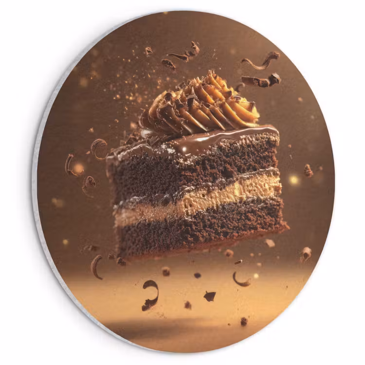 Akoestisch schilderij rond - Taart - Chocolade - Eten - Brownie — 1