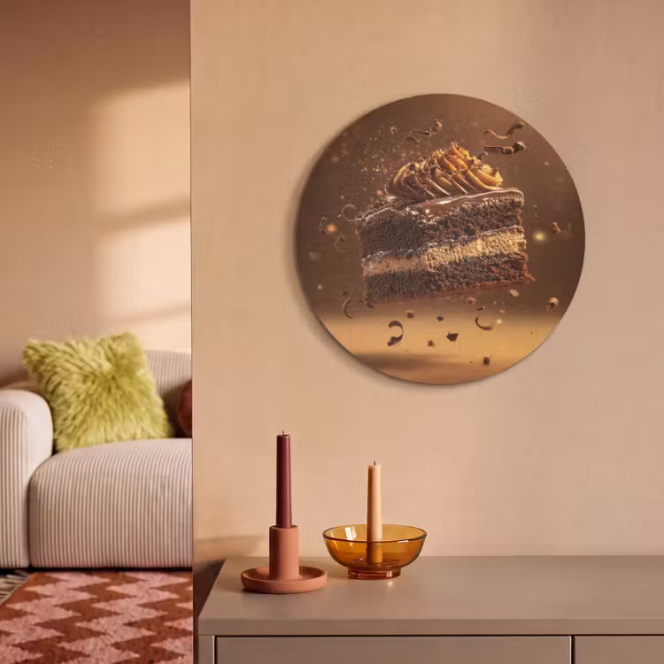 Akoestisch schilderij rond - Taart - Chocolade - Eten - Brownie — 3