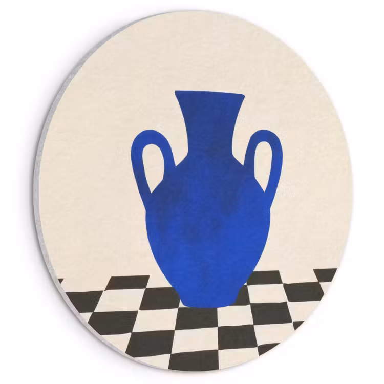 Akoestisch schilderij rond - Vaas - Blauw - Geblokt - Modern — 1