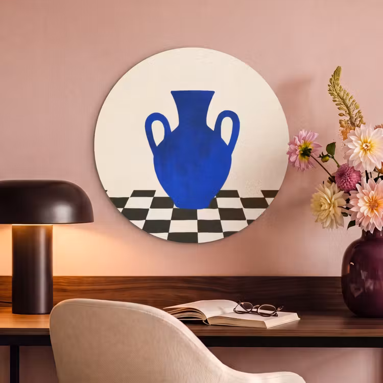 Akoestisch schilderij rond - Vaas - Blauw - Geblokt - Modern — 2