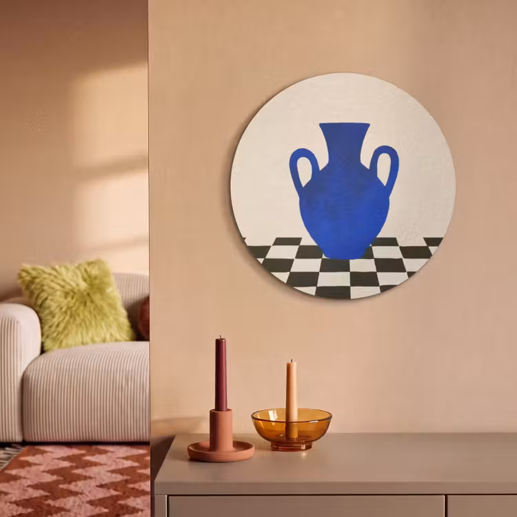 Akoestisch schilderij rond - Vaas - Blauw - Geblokt - Modern — 3