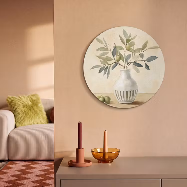 Akoestisch schilderij rond - Vaas - Keramiek - Olijftakken — 3
