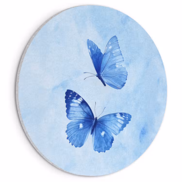 Akoestisch schilderij rond - Vlinders - Sierlijk - Blauw — 1