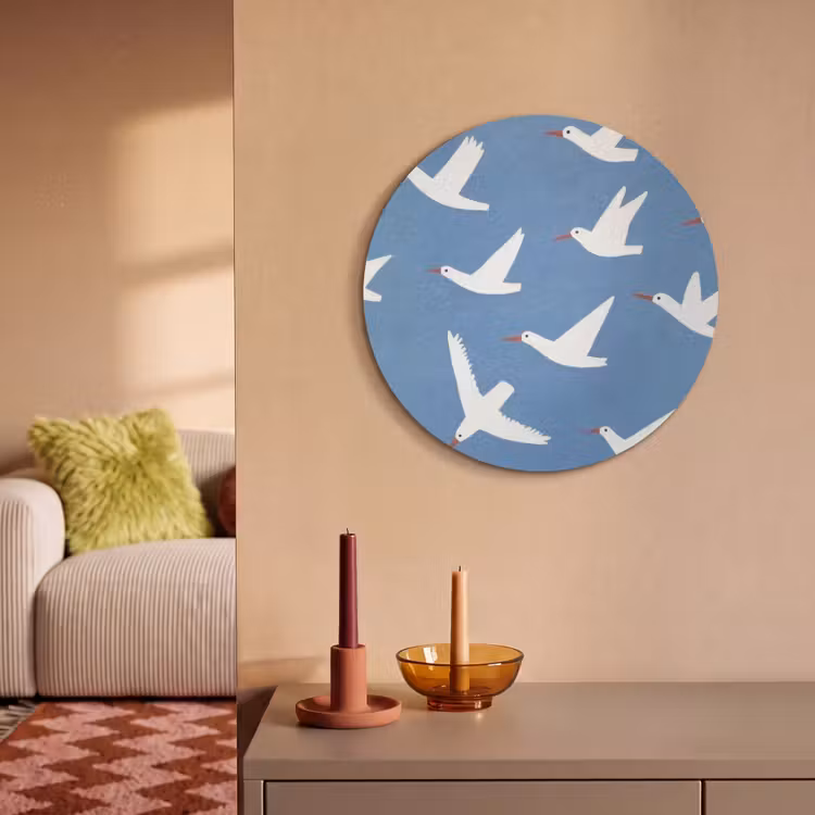 Akoestisch schilderij rond - Vogels - Wit - Patroon — 3