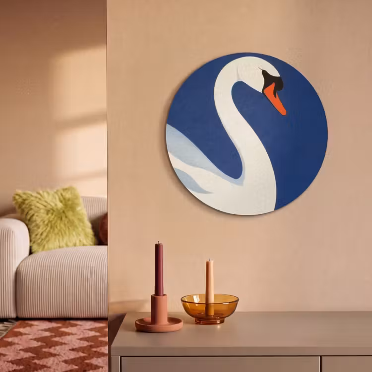 Akoestisch schilderij rond - Zwaan - Wit - Snavel - Illustratie — 3
