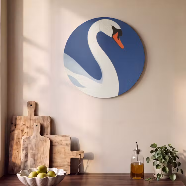 Akoestisch schilderij rond - Zwaan - Wit - Snavel - Illustratie — 4