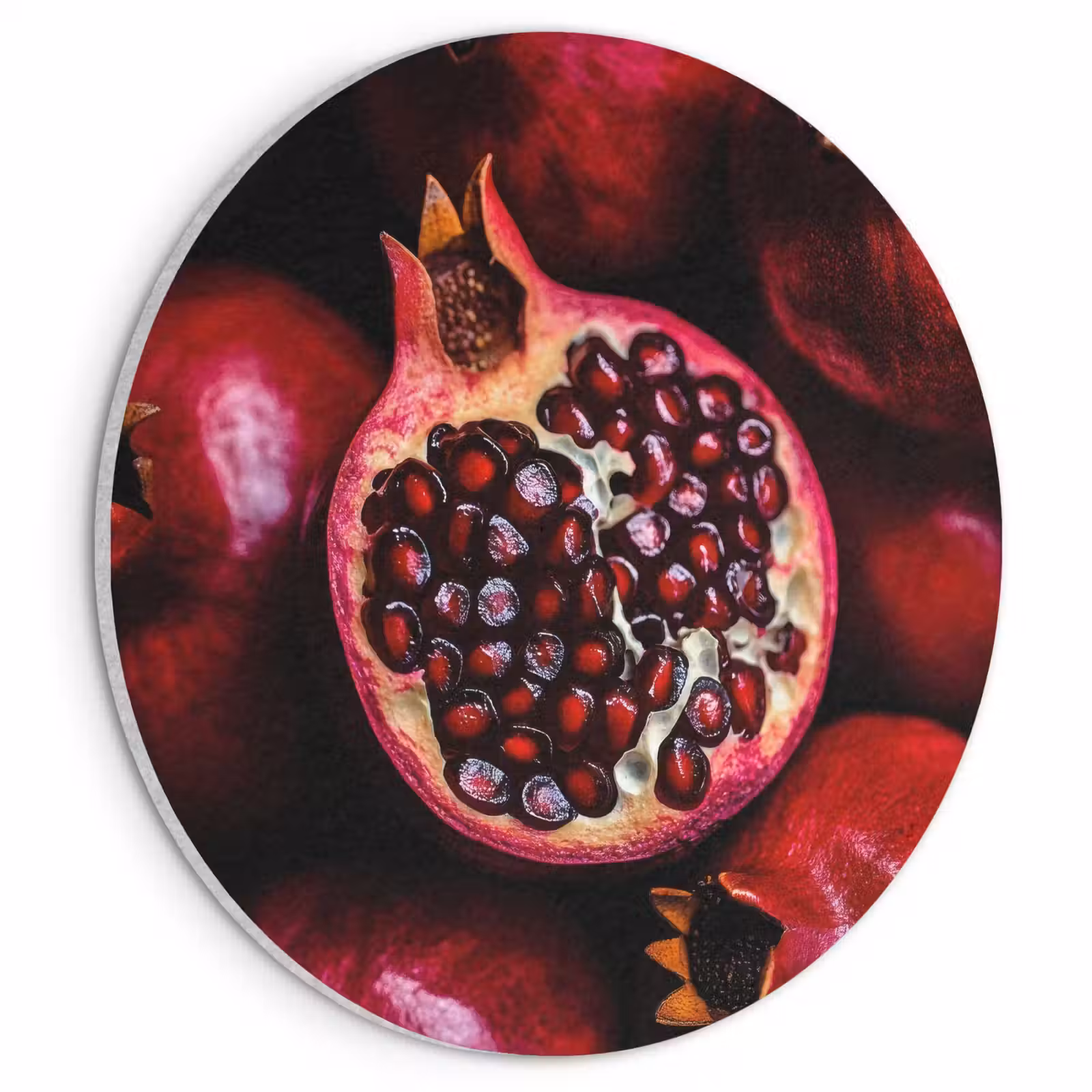 Akoestisch schilderij rond - Granaatappel - Rood - Fruit — 1