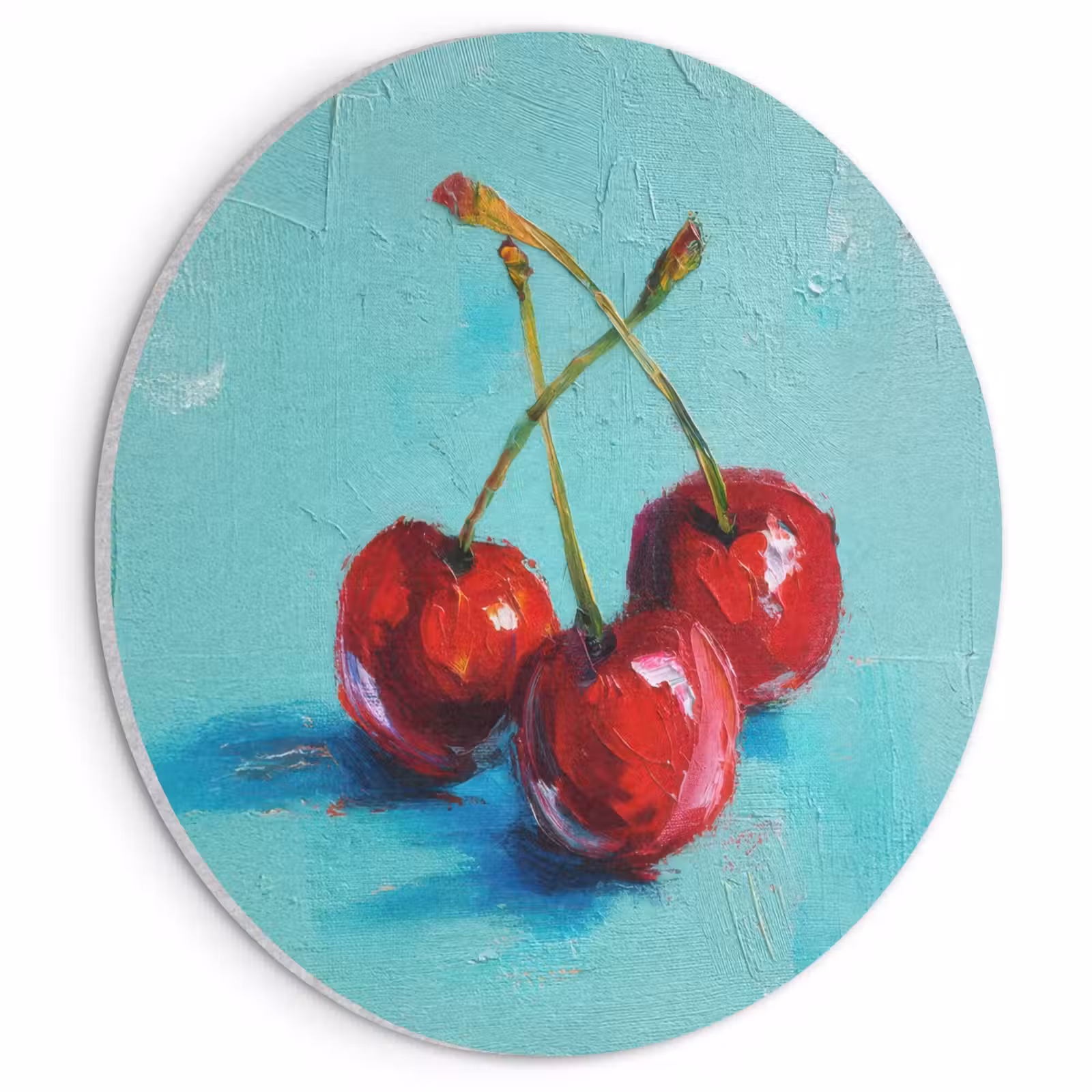 Akoestisch schilderij rond - Kersen - Rood - Drie - Geverfd — 1