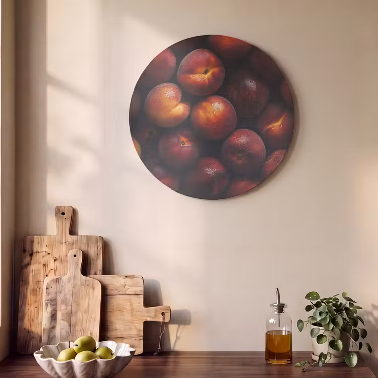 Akoestisch schilderij rond - Fruit - Close up - Nectarines — 4