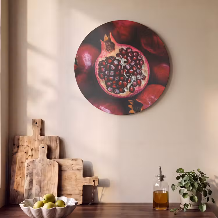 Akoestisch schilderij rond - Granaatappel - Rood - Fruit — 4