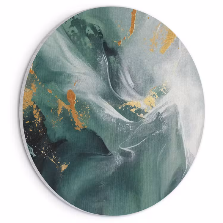 Akoestisch schilderij rond - Groen - Modern - Marmer - Abstract — 1