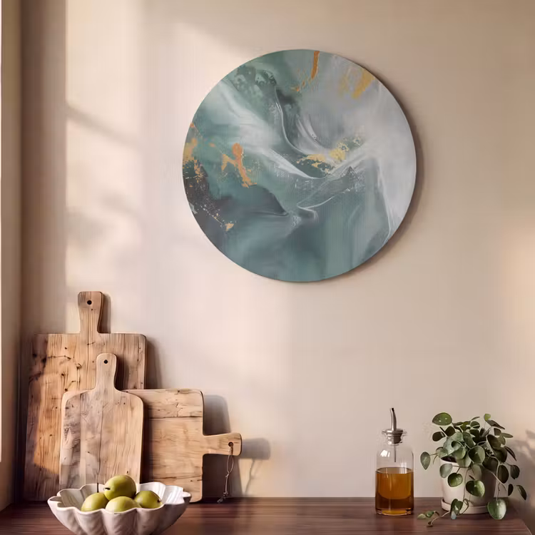Akoestisch schilderij rond - Groen - Modern - Marmer - Abstract — 4