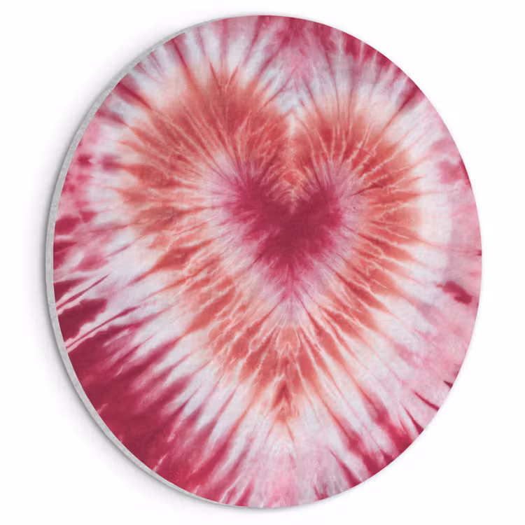 Akoestisch schilderij rond - Hartvorm - Roze - Tie dye — 1